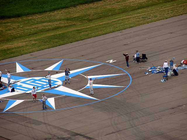 Aerial view of painting work at Madison County Airport