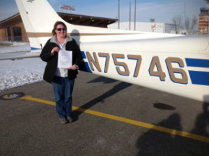 Vicki with her airplane
